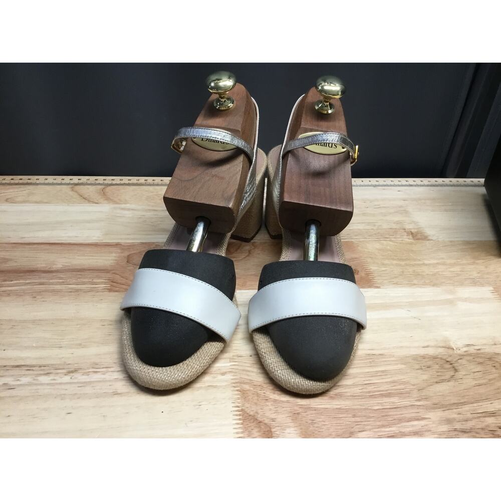 Cole Haan Josie Block Heel Sandals Women's 10 White Silver Ankle Strap Classic